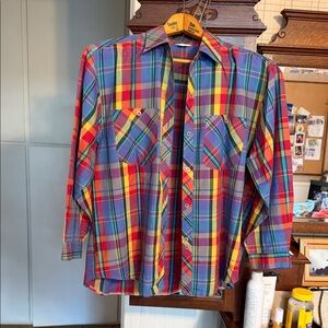 Vintage Myungdong Jidae Colorful Plaid Button-Up Shirt